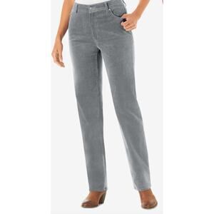 Talbots Misses The Flawless Five-Pocket Cord Straight-Leg, Gray, 16, Curvy